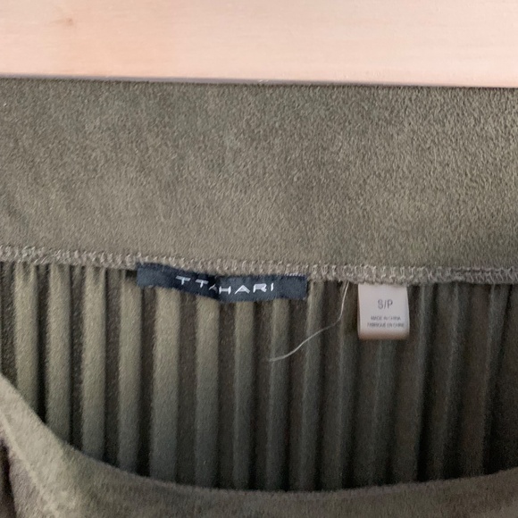 Tahari Faux Suede Pleated Midi Skirt - Picture 3 of 3